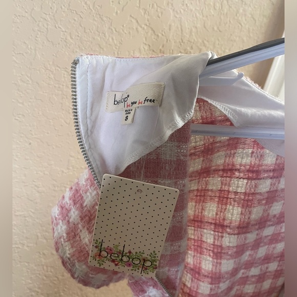 Bepop tweed pink and white stripe‎ dress short sleeve size S - Picture 8 of 8